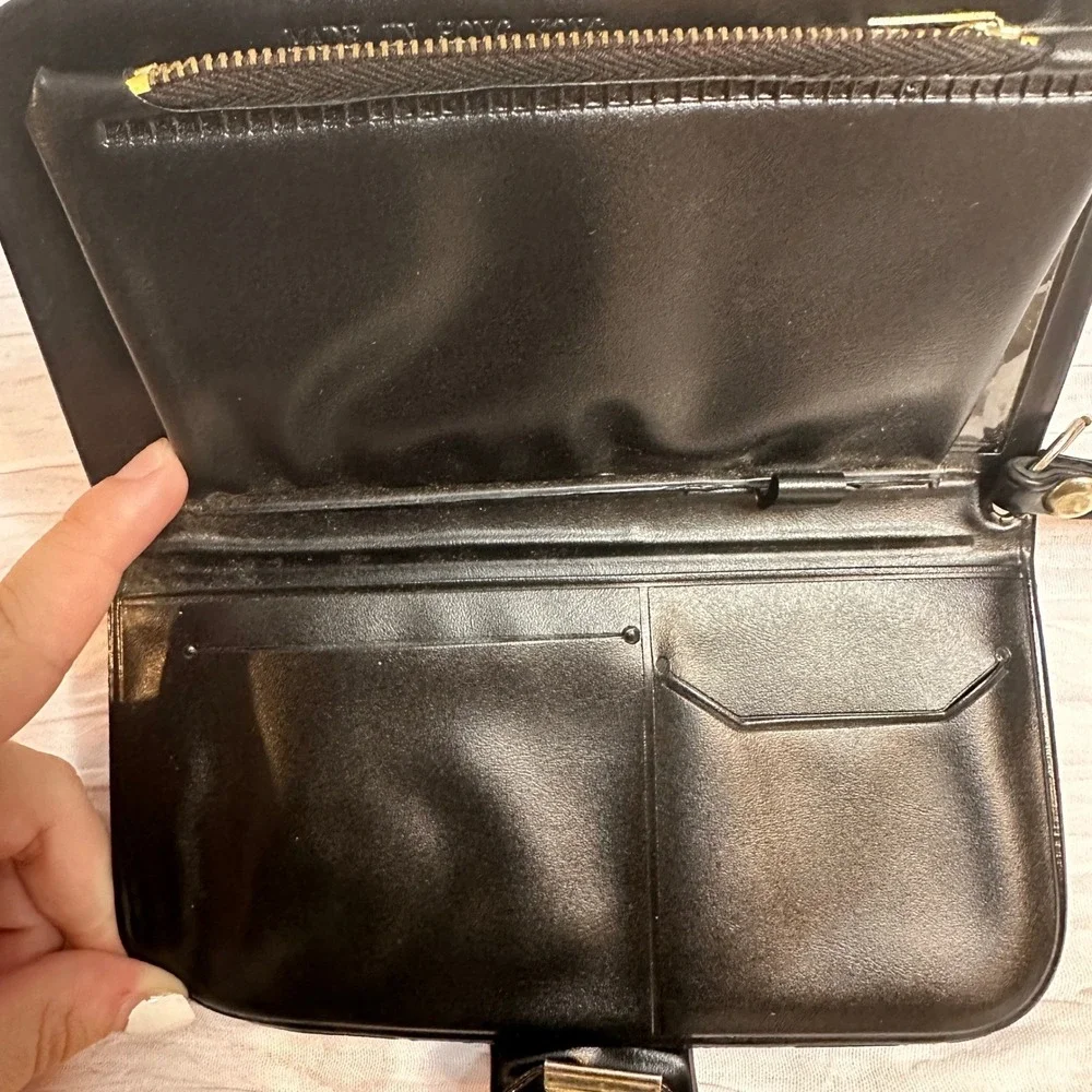 Vintage Mickey Mouse Black Golf Clutch Wallet 1970/80s Made in Hong‎ Kong